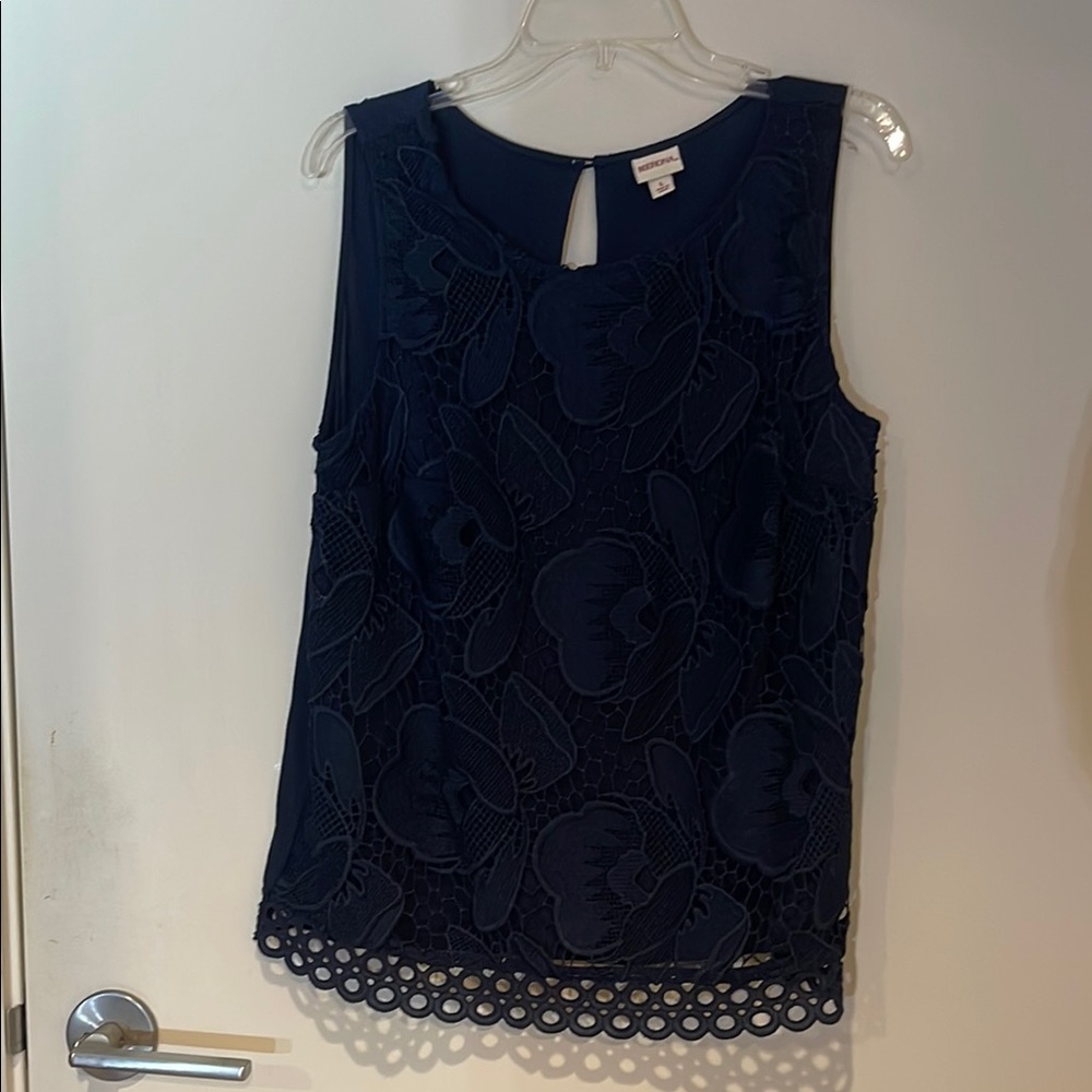 Merona Embellished Blue Sleeveless Tank Top